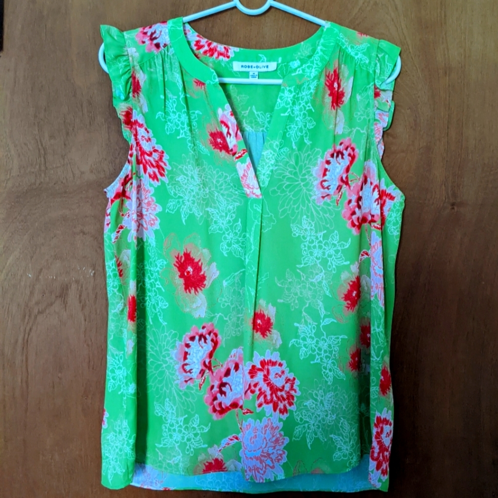 Rose and Olive sleeveless blouse